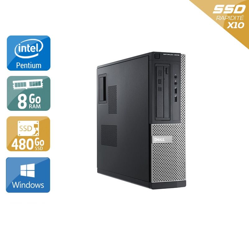 Dell Optiplex 3010 Desktop Pentium G Dual Core 8Go RAM 480Go SSD Windows 10
