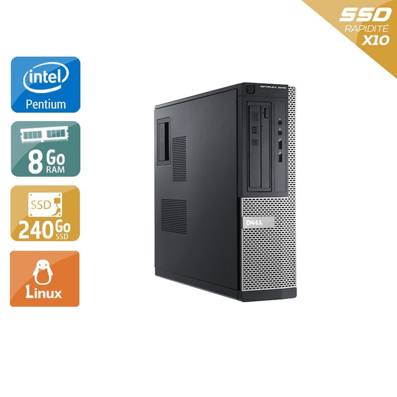 Dell Optiplex 3010 Desktop Pentium G Dual Core 8Go RAM 240Go SSD Linux