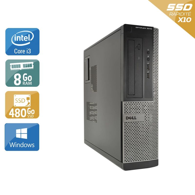 Dell Optiplex 3010 Desktop i3 8Go RAM 480Go SSD Windows 10