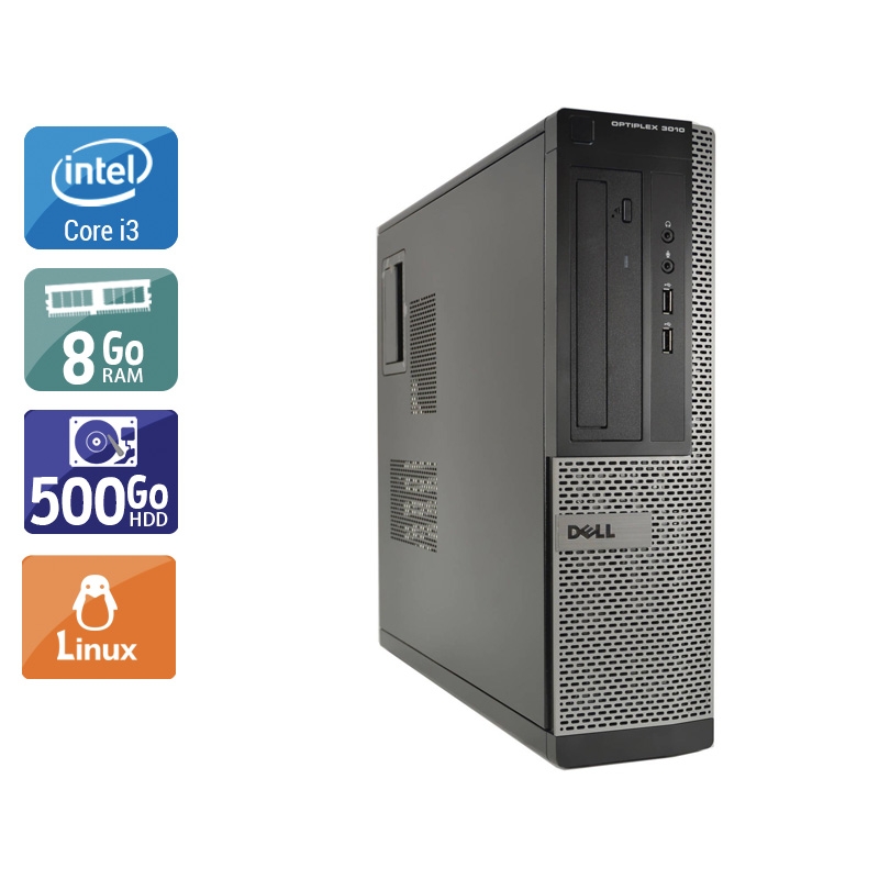 Dell Optiplex 3010 Desktop i3 - 8Go RAM 500Go HDD Linux  Très bon étatOccasion certifiée reconditionnée