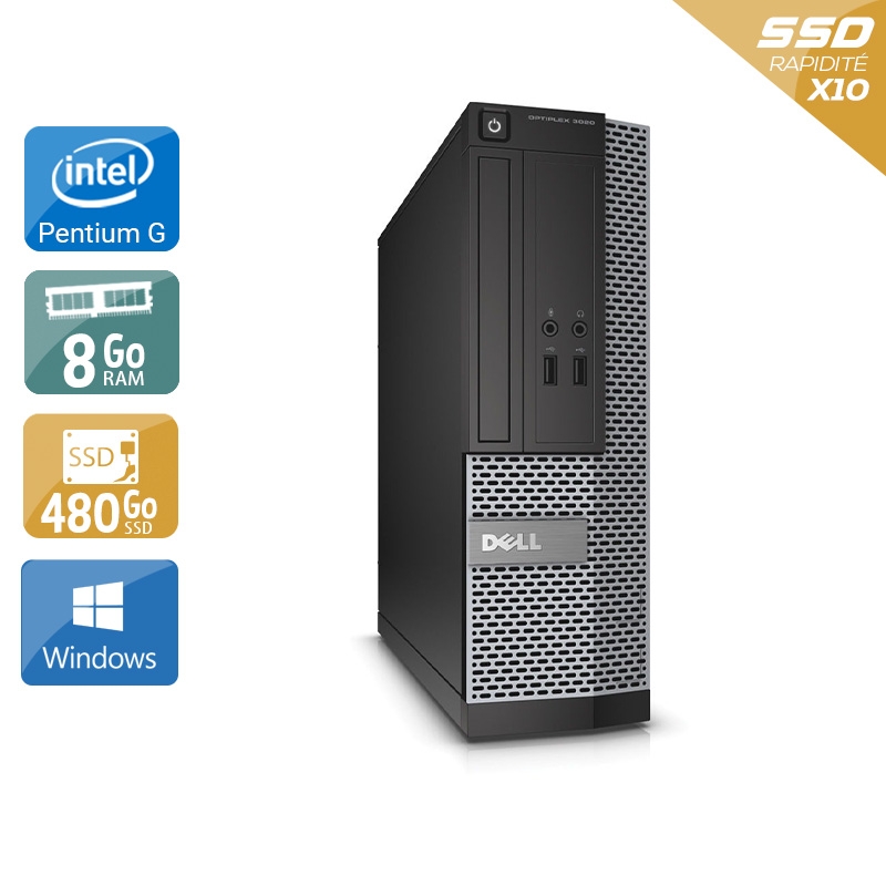 Dell Optiplex 3020 SFF Pentium G Dual Core - 8Go RAM 480Go SSD Windows 10  Très bon étatOccasion certifiée reconditionnée Bon état -  reconditionné disponible sur Kiatoo