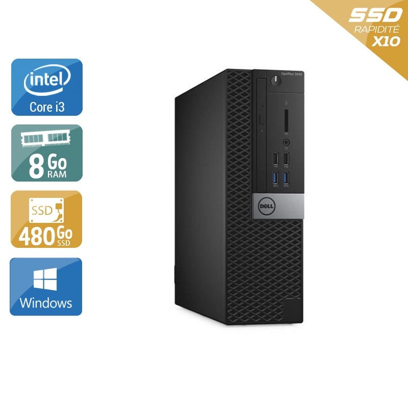 Dell Optiplex 3040 SFF i3 Gen 6 8Go RAM 480Go SSD Windows 10