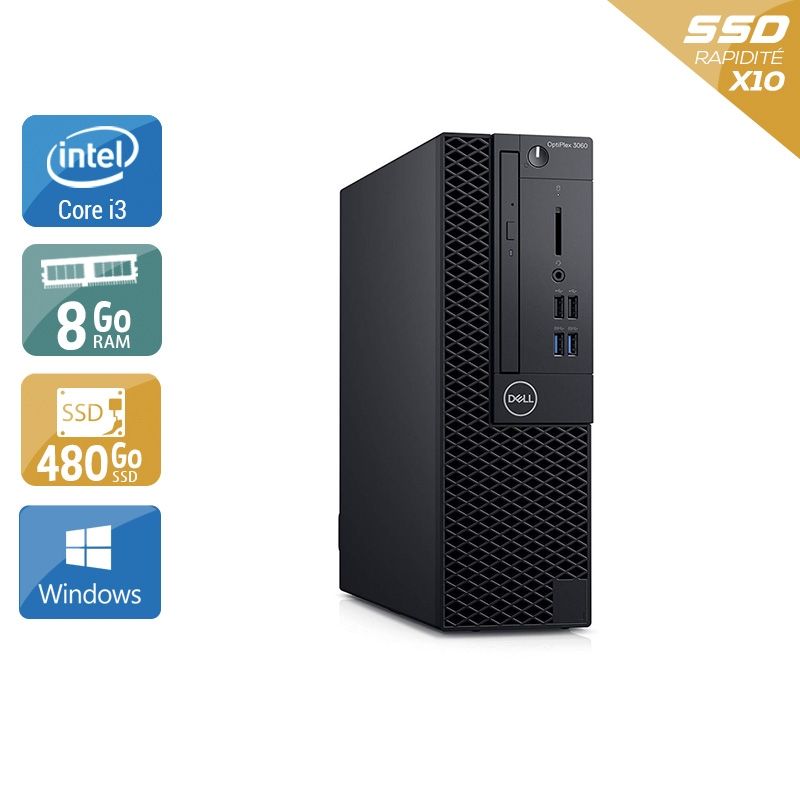 Dell Optiplex 3060 SFF i3 Gen 8 8Go RAM 480Go SSD Windows 10