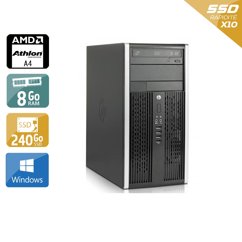 HP Compaq Pro 6305 Tower AMD A4 - 8Go RAM 240Go SSD Windows 10 État correctOccasion certifiée reconditionnée