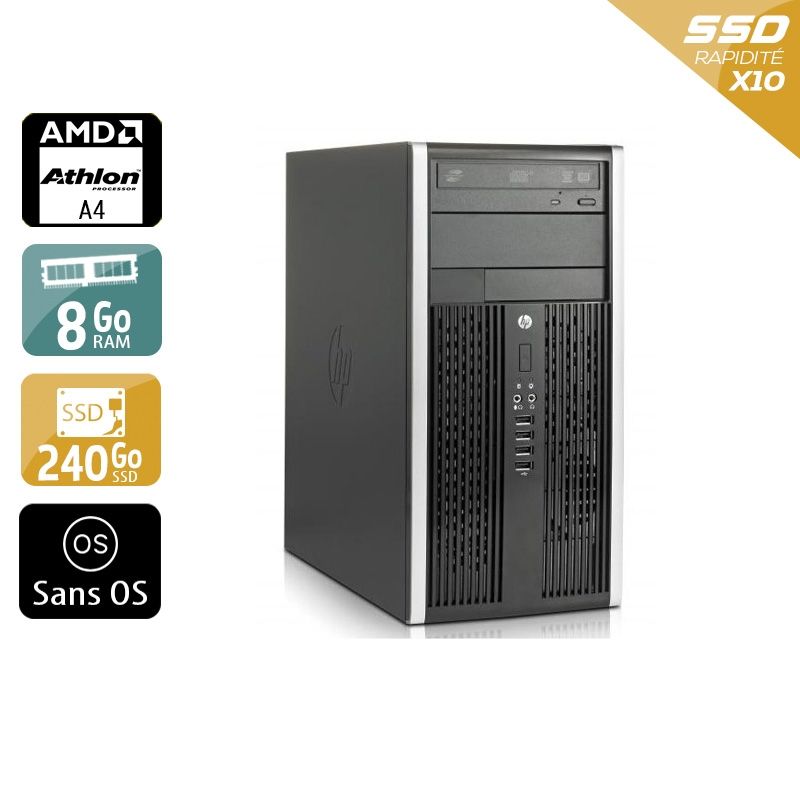 HP Compaq Pro 6305 Tower AMD A4 8Go RAM 240Go SSD Sans OS