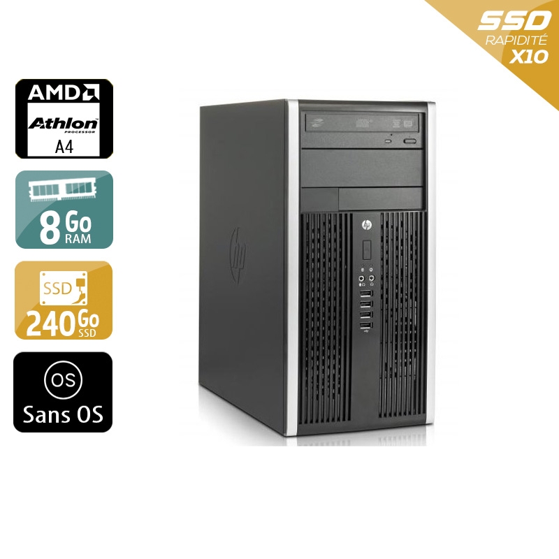 HP Compaq Pro 6305 Tower AMD A4 - 8Go RAM 240Go SSD Sans OS  Très bon étatOccasion certifiée reconditionnée Bon état -  reconditionné disponible sur Kiatoo