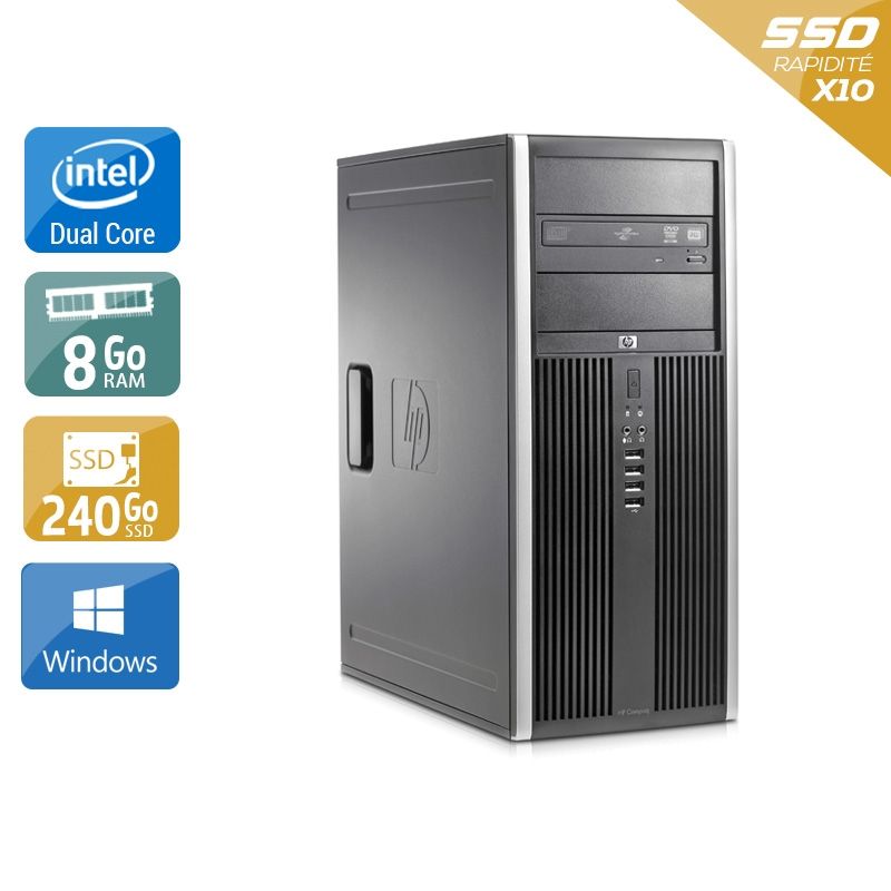 HP Compaq Elite 8000 Tower Dual Core 8Go RAM 240Go SSD Windows 10