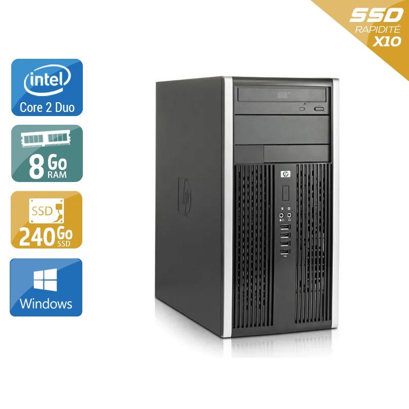 HP Compaq Pro 6000 Tower Core 2 Duo 8Go RAM 240Go SSD Windows 10