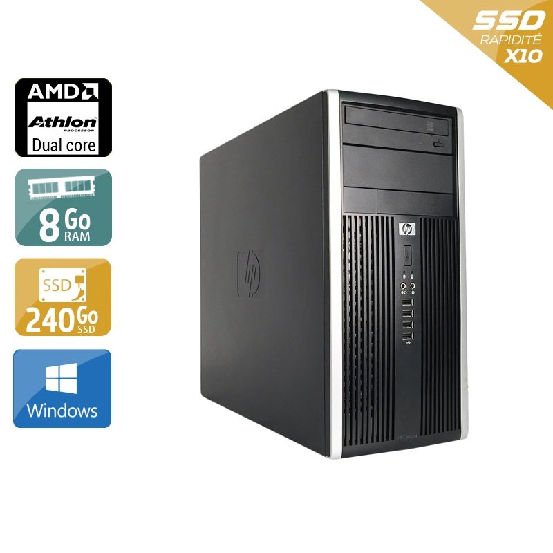 HP Compaq Pro 6005 Tower AMD Athlon Dual Core 8Go RAM 240Go SSD Windows 10