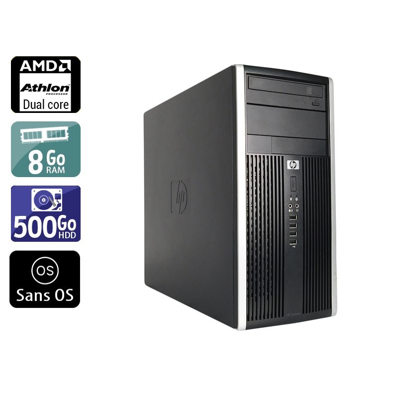 HP Compaq Pro 6005 Tower AMD Athlon Dual Core 8Go RAM 500Go HDD Sans OS