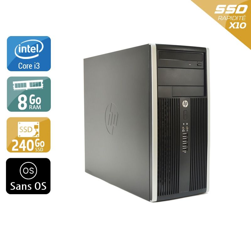 HP Compaq Pro 6200 Tower i3 8Go RAM 240Go SSD Sans OS