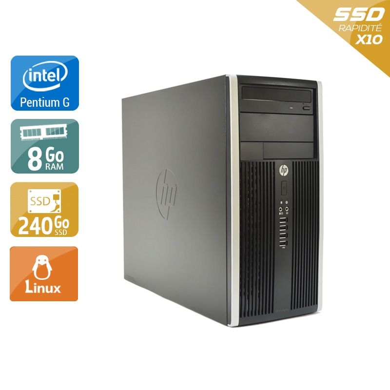 HP Compaq Pro 6200 Tower Pentium G Dual Core 8Go RAM 240Go SSD Linux