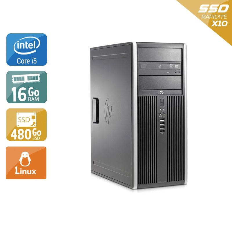 HP Compaq Elite 8200 Tower i5 16Go RAM 480Go SSD Linux