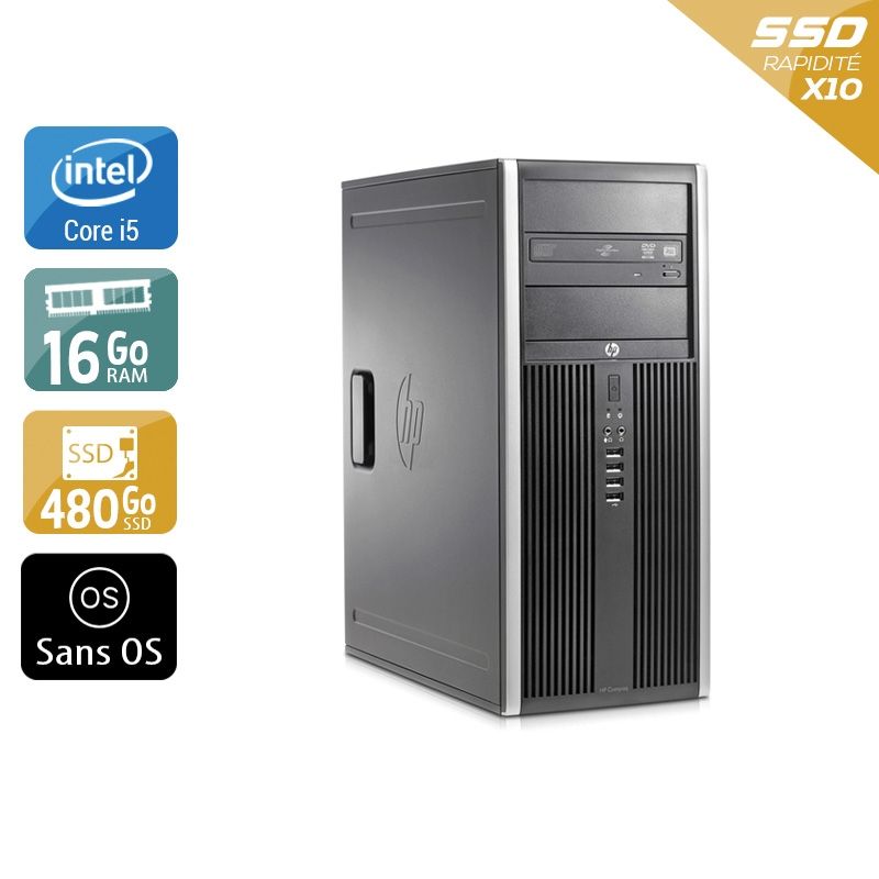 HP Compaq Elite 8200 Tower i5 16Go RAM 480Go SSD Sans OS
