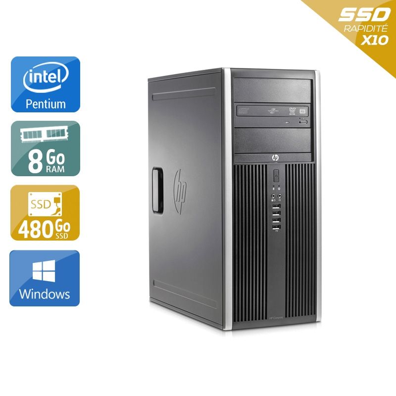 HP Compaq Elite 8200 Tower Pentium G Dual Core 8Go RAM 480Go SSD Windows 10