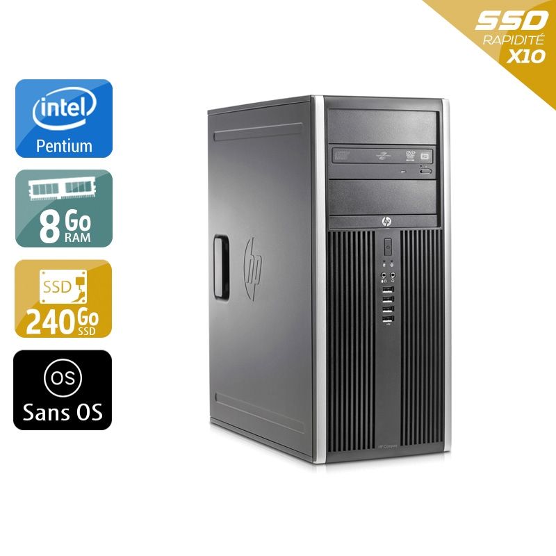HP Compaq Elite 8200 Tower Pentium G Dual Core 8Go RAM 240Go SSD Sans OS