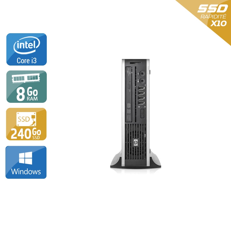 HP Compaq Elite 8200 USDT i3 - 8Go RAM 240Go SSD Windows 10  État correctOccasion certifiée reconditionnée