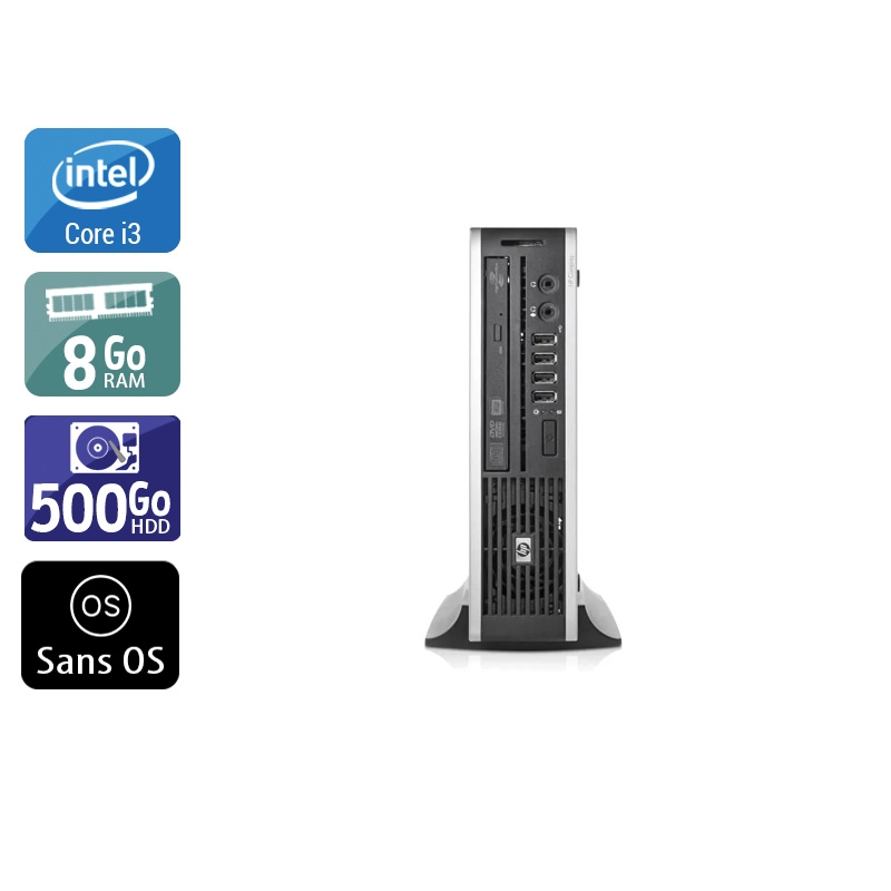 HP Compaq Elite 8300 USDT i3 - 8Go RAM 500Go HDD Sans OS  État correctOccasion certifiée reconditionnée