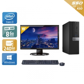 Dell Optiplex 3040 SFF i3 Gen 6 avec Écran 19 pouces 8Go RAM 240Go SSD Windows 10