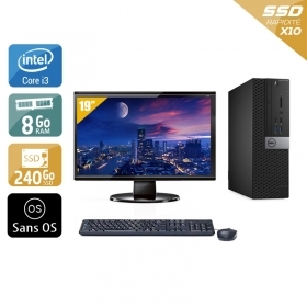 Dell Optiplex 3040 SFF i3 Gen 6 avec Écran 19 pouces 8Go RAM 240Go SSD Sans OS
