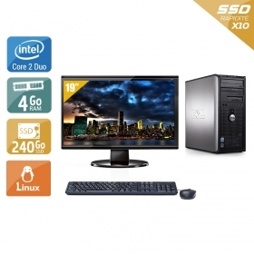 Dell Optiplex 360 Tower Core 2 Duo avec Écran 19 pouces 4Go RAM 240Go SSD Linux