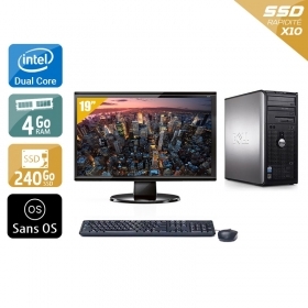 Dell Optiplex 360 Tower Dual Core avec Écran 19 pouces 4Go RAM 240Go SSD Sans OS