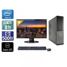 Dell Optiplex 3010 Desktop i3 avec Écran 19 pouces 8Go RAM 500Go HDD Sans OS