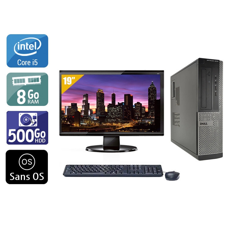 Dell Optiplex 3010 Desktop i5 + Écran - 19'' 8Go RAM 500Go HDD Sans OS  État correctOccasion certifiée reconditionnée Bon état -  reconditionné disponible sur Kiatoo