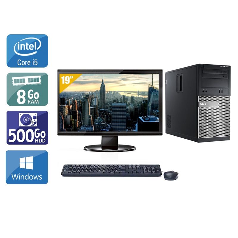 Dell Optiplex 3010 Tower i5 avec Écran 19 pouces 8Go RAM 500Go HDD Windows 10