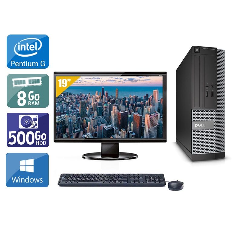 Dell Optiplex 3010 SFF Pentium G Dual Core avec Écran 19 pouces 8Go RAM 500Go HDD Windows 10