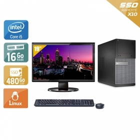 Dell Optiplex 3020 Tower i5 avec Écran 19 pouces 16Go RAM 480Go SSD Linux