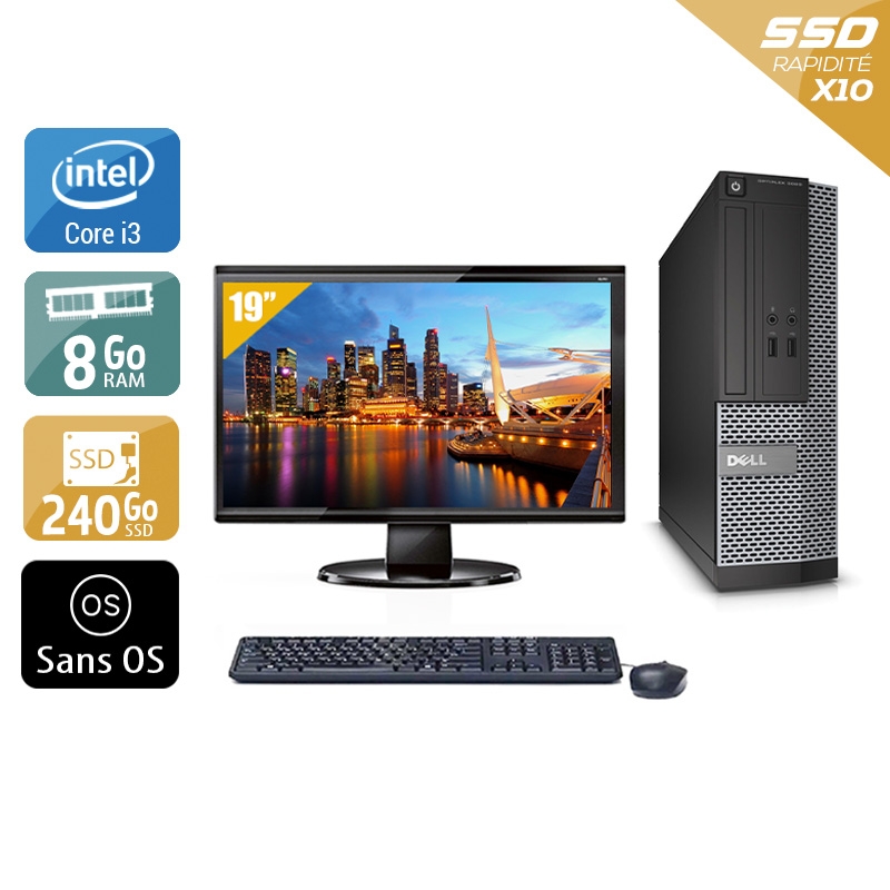Dell Optiplex 3020 SFF i3 + Écran - 19'' 8Go RAM 240Go SSD Sans OS  Bon étatOccasion certifiée reconditionnée Bon état -  reconditionné disponible sur Kiatoo