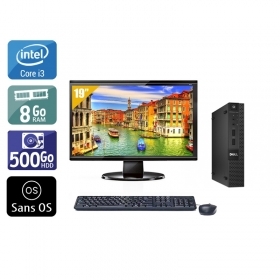 Dell Optiplex 3020M Micro i3 avec Écran 19 pouces 8Go RAM 500Go HDD Sans OS