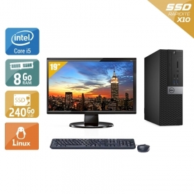Dell Optiplex 3040 SFF i5 Gen 6 avec Écran 19 pouces 8Go RAM 240Go SSD Linux