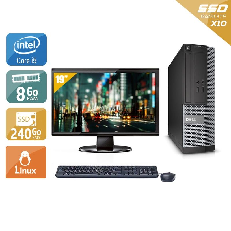 Dell Optiplex 3010 SFF i5 avec Écran 19 pouces 8Go RAM 240Go SSD Linux