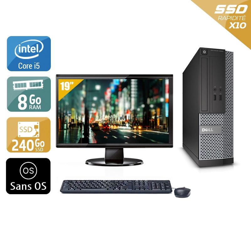 Dell Optiplex 3010 SFF i5 avec Écran 19 pouces 8Go RAM 240Go SSD Sans OS