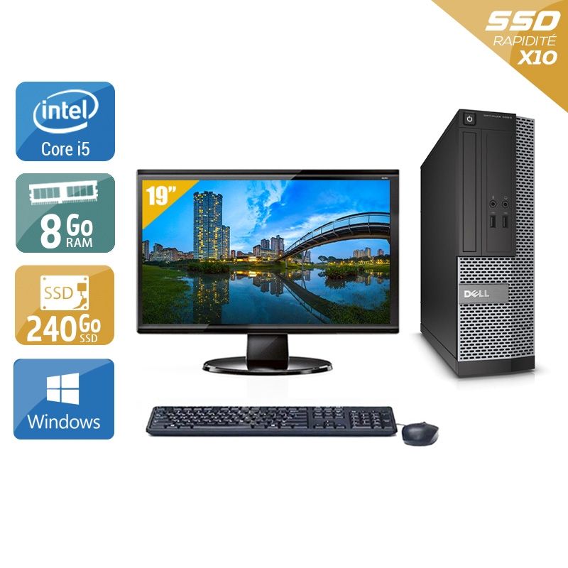 Dell Optiplex 3020 SFF i5 avec Écran 19 pouces 8Go RAM 240Go SSD Windows 10