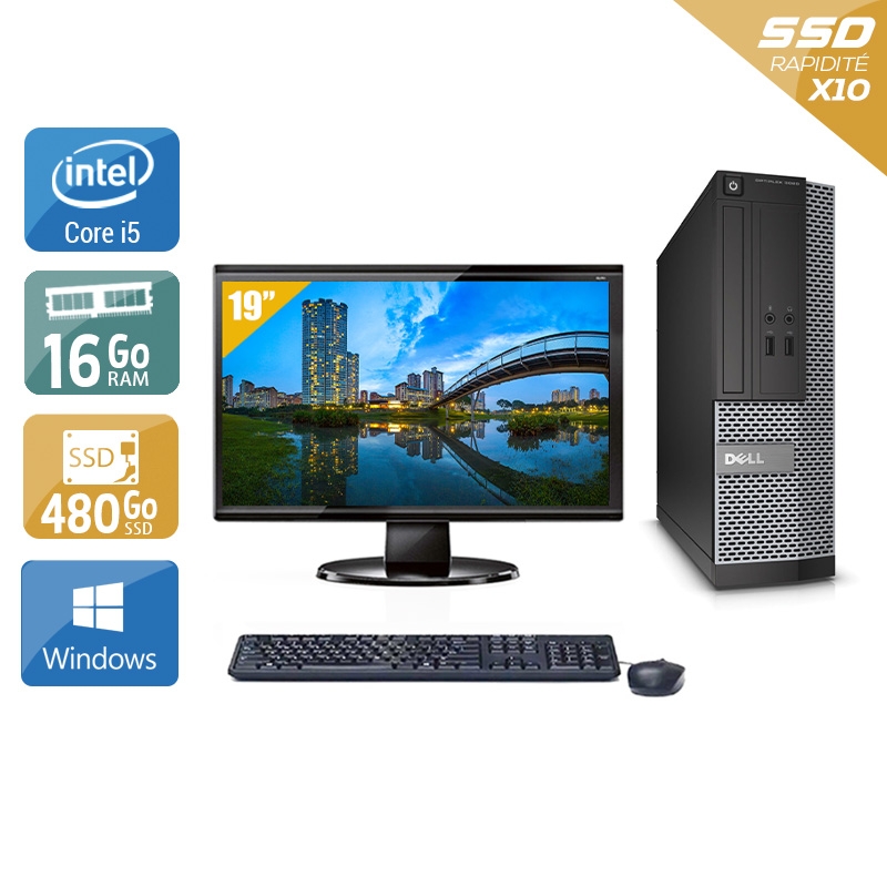Dell Optiplex 3020 SFF i5 + Écran - 19'' 16Go RAM 480Go SSD Windows 10  Très bon étatOccasion certifiée reconditionnée Bon état -  reconditionné disponible sur Kiatoo