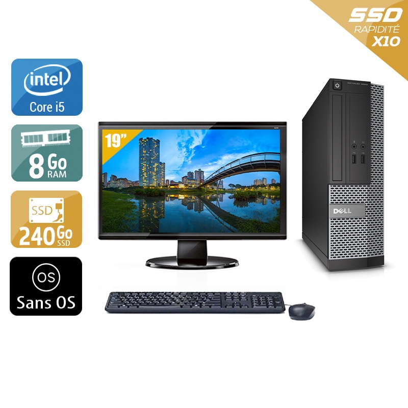 Dell Optiplex 3020 SFF i5 + Écran - 19'' 8Go RAM 240Go SSD Sans OS  Très bon étatOccasion certifiée reconditionnée Bon état -  reconditionné disponible sur Kiatoo