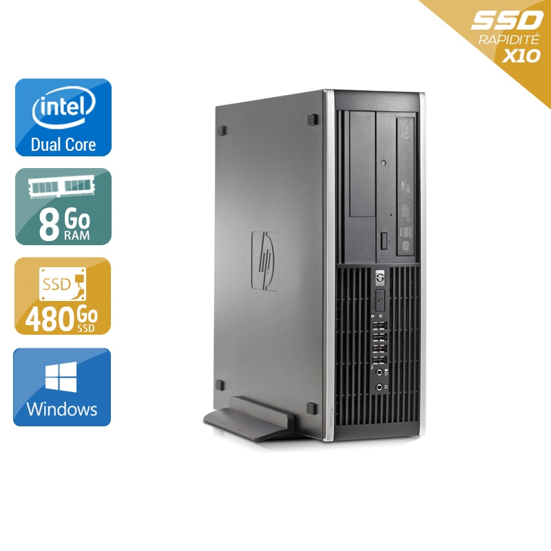 HP Compaq Elite 8000 SFF Dual Core - 8Go RAM 480Go SSD Windows 10  Bon étatOccasion certifiée reconditionnée