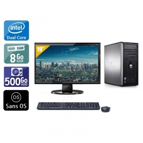 Dell Optiplex 380 Tower Dual Core avec Écran 19 pouces 8Go RAM 500Go HDD Sans OS