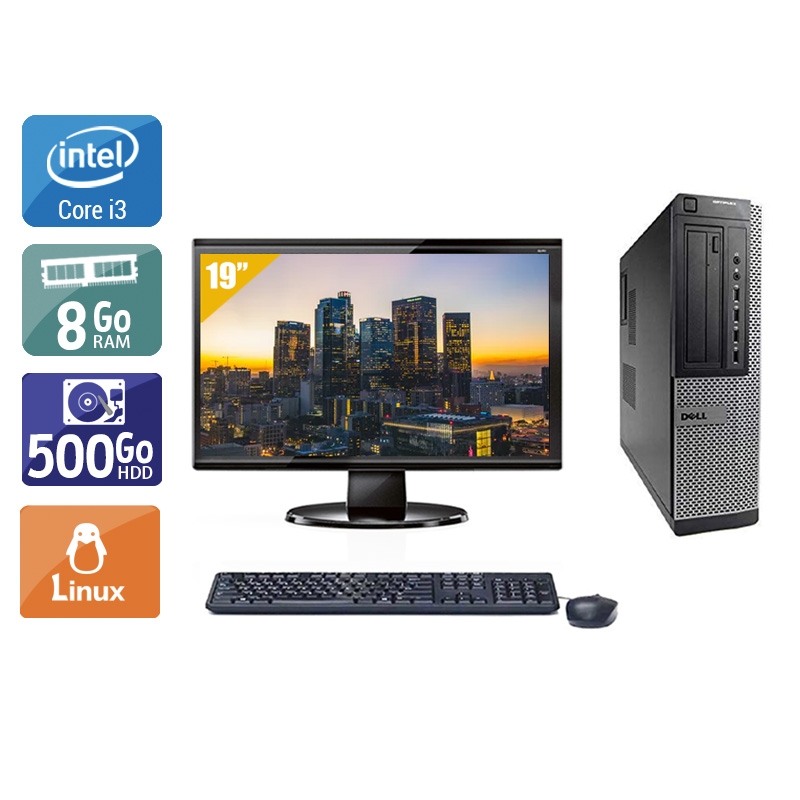Dell Optiplex 390 Desktop i3 + Écran - 19'' 8Go RAM 500Go HDD Linux  Très bon étatOccasion certifiée reconditionnée Bon état -  reconditionné disponible sur Kiatoo