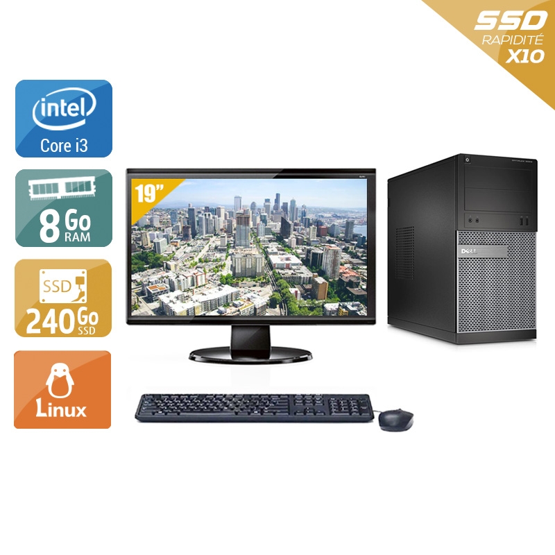 Dell Optiplex 390 Tower i3 + Écran - 19'' 8Go RAM 240Go SSD Linux  Bon étatOccasion certifiée reconditionnée Bon état -  reconditionné disponible sur Kiatoo