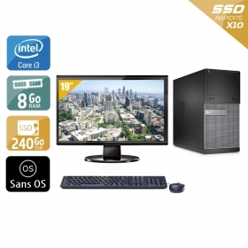 Dell Optiplex 390 Tower i3 avec Écran 19 pouces 8Go RAM 240Go SSD Sans OS