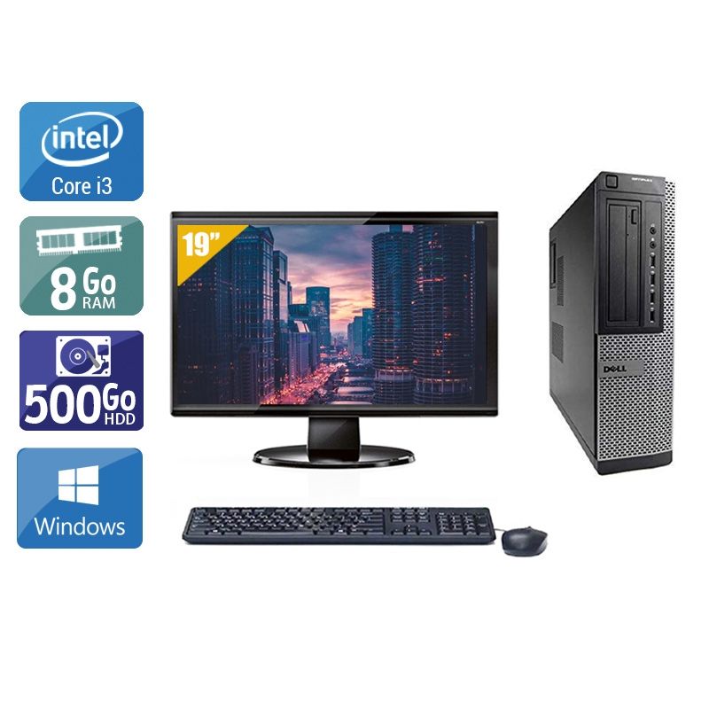 Dell Optiplex 7010 Desktop i3 avec Écran 19 pouces 8Go RAM 500Go HDD Windows 10