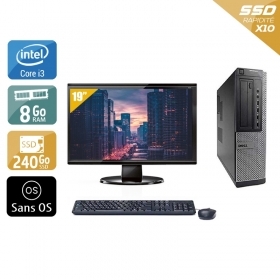 Dell Optiplex 7010 Desktop i3 avec Écran 19 pouces 8Go RAM 240Go SSD Sans OS