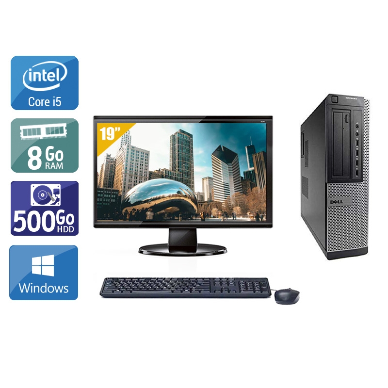 Dell Optiplex 7010 Desktop i5 + Écran - 19'' 8Go RAM 500Go HDD Windows 10  État correctOccasion certifiée reconditionnée Bon état -  reconditionné disponible sur Kiatoo