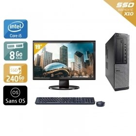 Dell Optiplex 7010 Desktop i5 avec Écran 19 pouces 8Go RAM 240Go SSD Sans OS