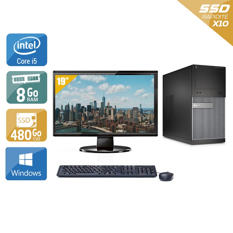 Dell Optiplex 390 Tower i5 + Écran - 19'' 8Go RAM 480Go SSD Windows 10  Bon étatOccasion certifiée reconditionnée Bon état -  reconditionné disponible sur Kiatoo