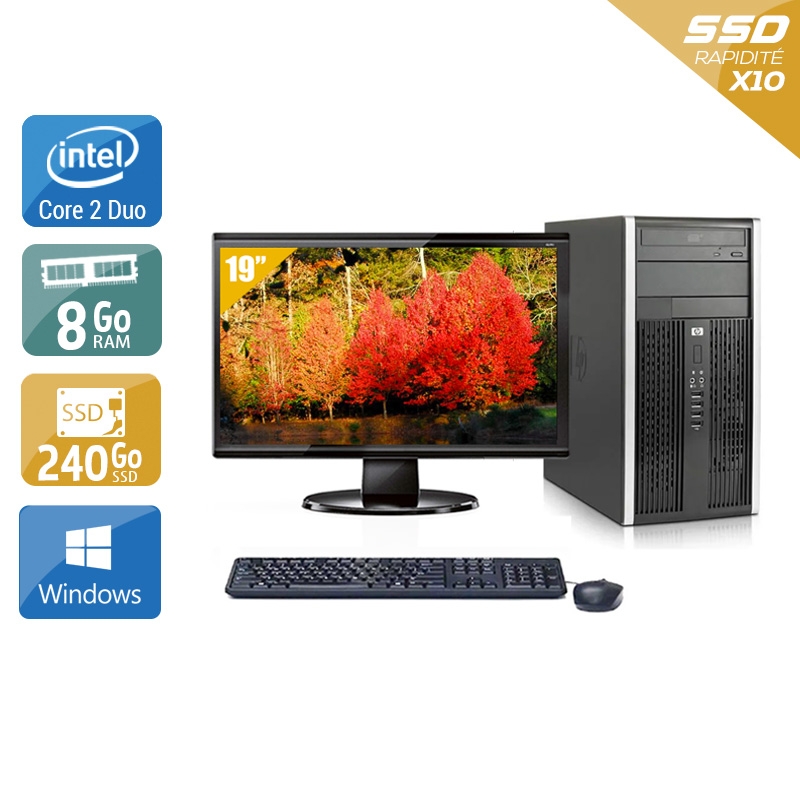 HP Compaq Pro 6000 Tower Core 2 Duo + Écran - 19'' 8Go RAM 240Go SSD Windows 10  Bon étatOccasion certifiée reconditionnée Bon état -  reconditionné disponible sur Kiatoo